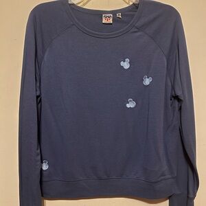 Junk Food Womens Blue embroidered Mickey Mouse Sweatshirt Size XL